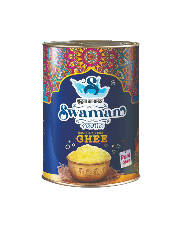 Swaman pure buffalo ghee in a 5 kg container.